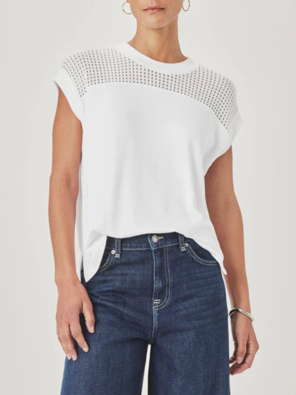 Splendid Supersoft Jada Sleeveless Top White Relaxed Fit Minimalist Size L NWOT